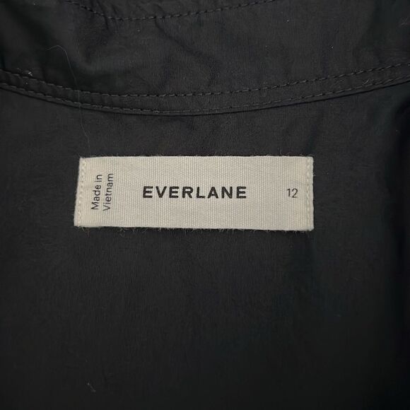 New Everlane The Supima® Cotton Short-Sleeve Shirt Dress in Black Size 12 - Picture 3 of 13